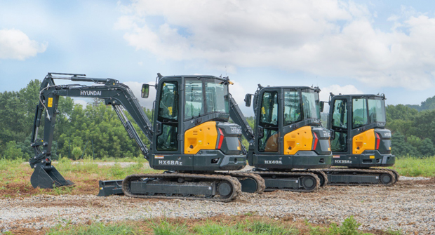 Hyundai Construction Equipment three compact excavator models, the HX35AZ, the HX40A and the HX48AZ are available now. (Photo: Hyundai CE)