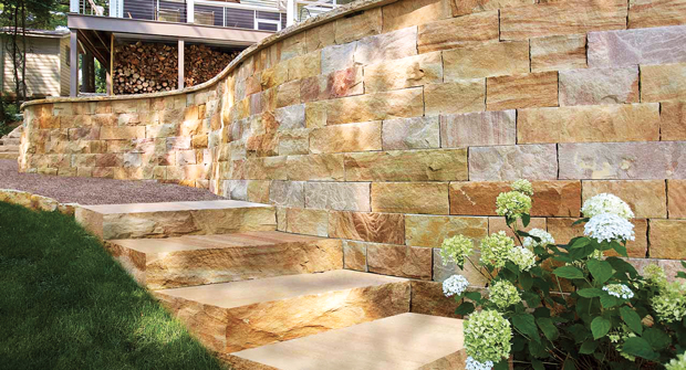 Expert says sawn natural stone steps are a modern alternative to natural outcropping. (Photo: Kafka Granite)