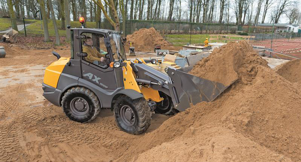 Mecalac's AX1000 features its unique monoboom and self-stabilizing setup that improve material handling with added safety and visibility. (Photo: Mecalac)