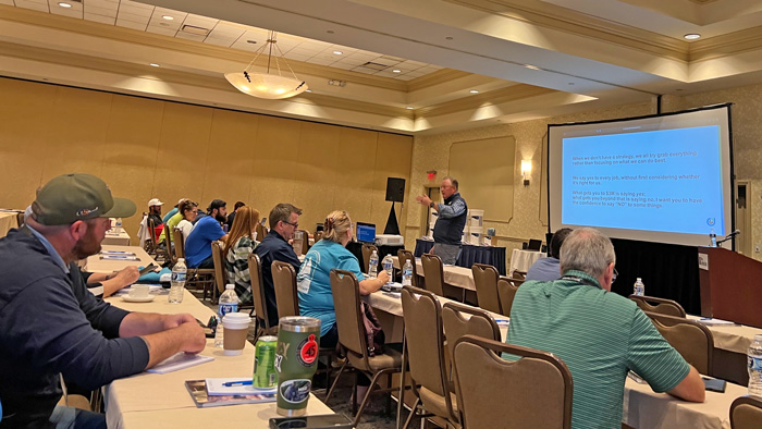 Marty Grunder, CEO of The Grow Group and Grunder Landscaping Co., lead a keynote and a breakout session at Atlantic-Oase's Professional Conference. (Photo: LM Staff)