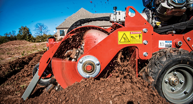 The chain is a major wear item on trenchers as it’s constantly moving and in contact with the ground. (Photo: Ditch Witch)