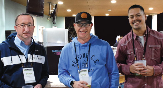 Flyers or Red Wings?: Brian Thomas, manager, Moyer Indoor | Outdoor, Souderton, Pa.; Chris Stoudt, owner, Stout Lawn Care, Pottstown, Pa.; and Joe Kinnear, senior account executive, Real Green by WorkWave, Detroit, were ready to make their bold Stanley Cup predictions. (Photo: LM Staff)
