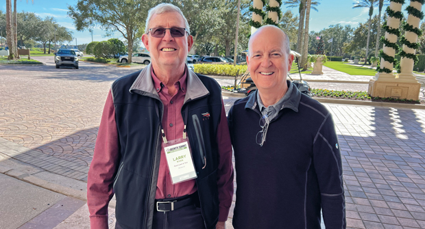 Don’t stop talking shop: We interrupted Larry Ryan, president, Ryan Lawn & Tree, Merriam, Kan., and Jack Moore, president and CEO, Grassperson Lawn Care and Landscape, Lewisville, Texas, while they were still deep in turf talk as they awaited their ride to the airport. (Photo: LM Staff)