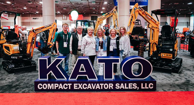 Compact Excavator Sales, a North American distributor for KATO Works and Canycom East Coast distributor, celebrated its 30th anniversary at the American Rental Association Show. (Photo courtesy of KATO)