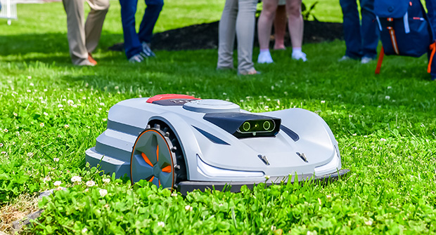 The Orion X7 robotic mower from Sunseeker is available in three models with max mowing ranges up to 3 acres. (Photo courtesy of Sunseeker)
