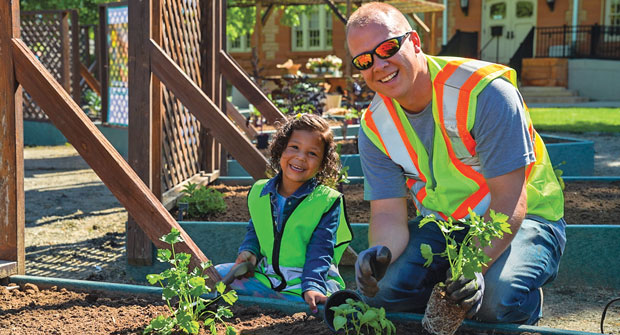 Community outreach has included maintaining vegetable gardens for the Clayton Early Learning school. (Photo courtesy of Designscapes Colorado)
