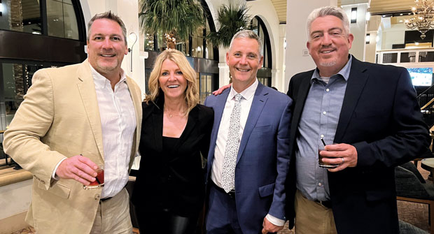 TOCA talk: It was a celebration at the Turf and Ornamental Communicators Association’s annual meeting in Lake Las Vegas, Nev. The guys — Mac, Roddy and Jones — are joined by longtime friend and colleague Lynette Von Minden, Swanson Russell. (Photo: LM Staff)