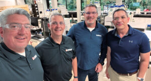 Back in the lab again: Reuel Heyden, U.S. marketing manager – turf and ornamental, Nufarm, (far right) gave the LM team a tour of the labs at the company’s Morrisville, N.C. facility. (Photo: LM Staff)