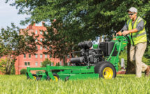 Mower manufacturers are continuing to grow the walk-behind mower market with larger and larger decks. (Photo: John Deere)