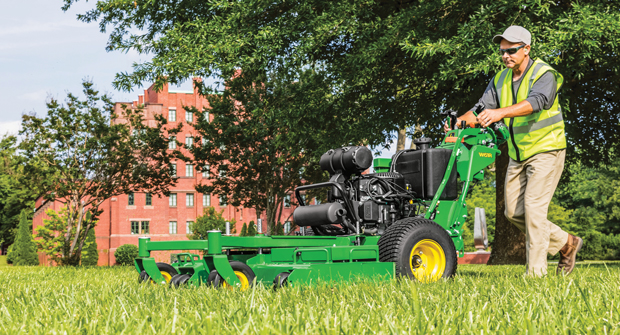 Mower manufacturers are continuing to grow the walk-behind mower market with larger and larger decks. (Photo: John Deere)