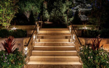 Hidden in Plain Sight One popular technique is to install sconces that shine on pathways while not making the light source too obvious. (Photo: Tom Kessler Photography, courtesy of McKay Landscape Lighting)