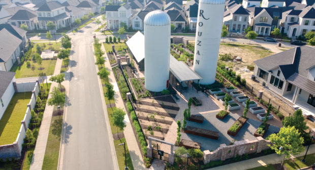 The preexisting silos served as the focal point of EdgeForm Landscape Management’s design. (Photo: EdgeForm Landscape Management)