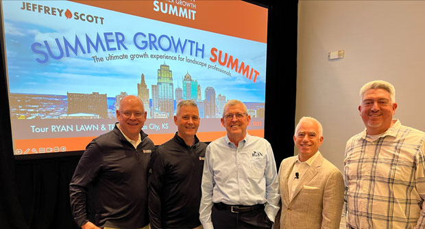 (From left to right) Editor-in-Chief Scott Hollister, Bill Roddy, group publisher for LM, Larry Ryan, Jeffrey Scott and Seth Jones, editorial director of LM. (Photo: LM staff)