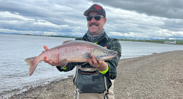 Catch of the day: GRO CEO Garret Hergert shows off one of the many fish he landed during his time in Alaska. (Photo: Vince Torchia)
