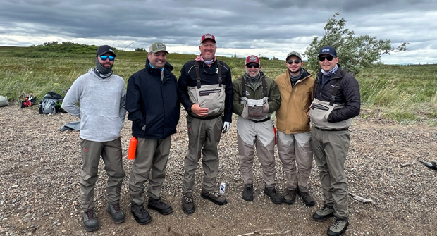 Caught the limit: Chase Coates, Outback Landscapes; James Cali, McFarlin Stanford; Seth Jones, Landscape Management; David Amigo, G&G Landscape; Josh Amigo, G&G Landscape and Torchia at the conclusion of their day fishing — nice job reaching the limit, guys. (Photo: Vince Torchia)