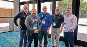 Meeting of the minds: Following a media luncheon on the first day of Ignite 2024, LM Editor-in-Chief Scott Hollister (far left) and Roddy (second from right) spent some quality time with some of Apires’ senior leaders, including (from left) Brian Brinkworth, senior director, product management; Dan Blake, chief technology & strategy officer, and Mark Tipton, co-founder and CEO. (Photo: LM staff)