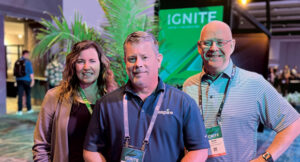 Liftoff at Ignite: Hollister spent some time with Tipton and his wife, Amy, during the event’s Welcome Reception. (Photo: LM staff)