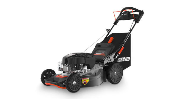 Two of the 10 new products that were unveiled during Echo’s Power-On-Athon 2024 media event last week — the LM-2119SP self-propelled gas mower and a six-port rapid field charger for the company’s line of 56-v battery-powered, handheld equipment. (Photos: Echo)