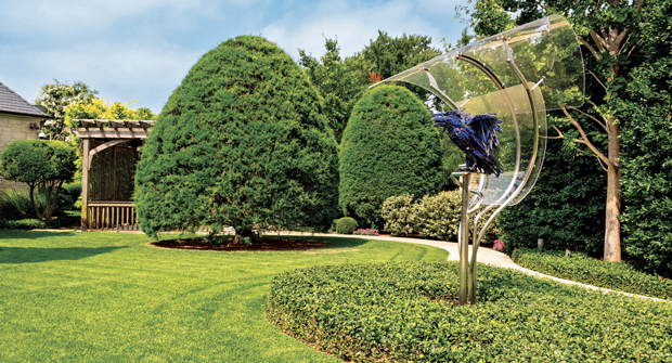 The Raven Statue was recently installed, requiring a special solution and cloth to avoid scratching and discoloration during weekly cleaning. (Photo: Southern Botanical)