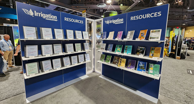 The Irrigation Association had extra resources to attendees on the show floor. Photo: LM Staff