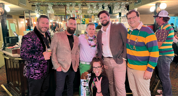 All aboard! During the ACE Summit, the group took a riverboat tour. Ready to set sail are (left to right) Steve Scarsella, president, Brothers Services; Chase Coates, president, Outback Landscape; Jason Cromley, owner, Hidden Creek Landscaping; Forrest Bowen, president and CEO, MBL Inc.; and Torchia. The bartender who photobombed us? Well, we can’t explain that one. (Photo: LM staff)