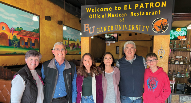 The Ryans and the Joneses A nice way to wrap up a successful 2024 — Larry Ryan and his wife Kathy (left) met up with LM’s Seth Jones and his family — left to right, Evey, Adrianne and Boyd in the Spider-Man hoodie — for lunch at their favorite Mexican restaurant in Baldwin City, Kan., El Patron. (Photo: LM staff)