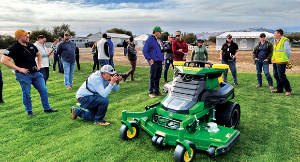 Sneak preview Members of the industry press got an inside look at John Deere’s work to bring autonomous solutions to a variety of industries — including landscaping — during an event in Gilroy, Calif., in November. This stand-on mower is one of the equipment prototypes officially unveiled this month at CES 2025 in Las Vegas. (Photo: LM staff)
