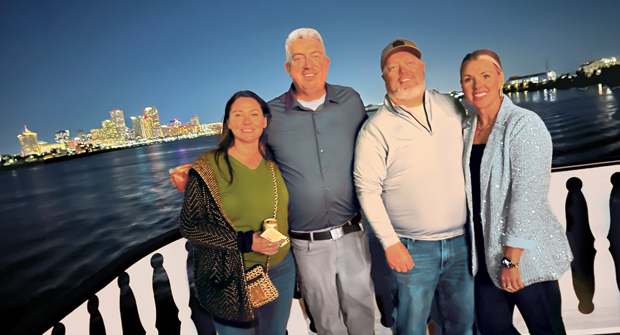 We meet again: The last time Adrianne and Seth Jones (left) hung out with Levi and Jessica Duckett, Sunshine Landscape, they were all in Italy. Ducketts, let’s keep meeting up in these beautiful locations, OK?
