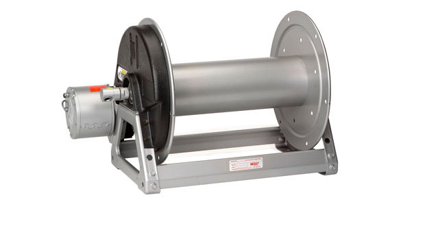 1500 manual crank- and power-rewind reel. Photo: Hannay Reels