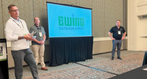 (From left) Ewing Outdoor Supply’s Michael Maravich, Jeremy King and Ryan Schuette explained the company’s recent expansion during their partner presentation. (Photo: LM staff)