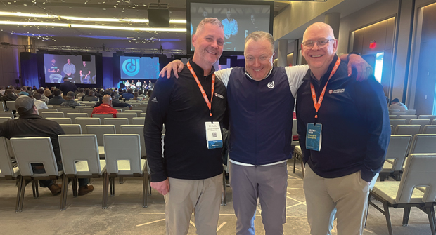 Man of the hour: He was a busy man during GROW! 2025, but Marty Grunder took time to snap a photo with Roddy and Hollister prior to one of the main-stage presentations at the event. (Photo: LM staff)