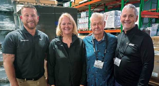 Tour teammates Roddy got the full industry scoop during the tour of Greene County’s facility in Greensboro, Ga., from (from left) Richard Pearl with Veragreen, Deidra Huff with Greene County and Numerator Technologies’ Jim Turner. (Photo: LM staff)