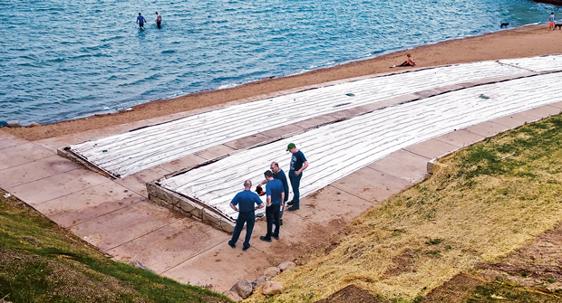 Roughly 9,500 square feet of Eco-Mat was used. Most projects use less than a few hundred. (Photo: Grapids Irrigation)