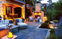 Lighting played a large part of the design, especially at night, and the usage is subtle to not take away from the lake views. (Photo: David J. Frank Landscape Contracting)
