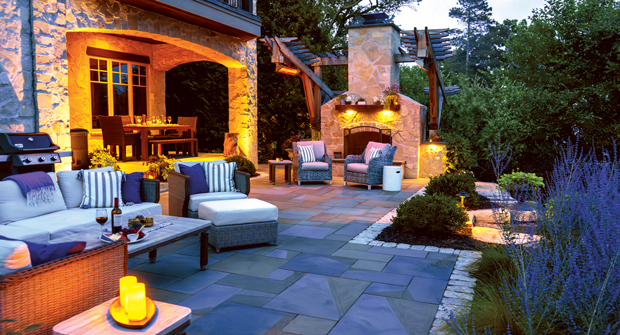 Lighting played a large part of the design, especially at night, and the usage is subtle to not take away from the lake views. (Photo: David J. Frank Landscape Contracting)