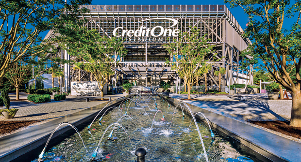 Water features and fountains play a large role in adding to the tranquility of the stadium, and the fountains are cleaned monthly. (Photo: Ruppert Landscape)