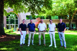 Bland Landscaping’s senior leadership team (from left): Adam Gilpatrick, Joe Ritchie, Kurt Bland, Matt Bland and Tyner Tew. (Photo: Geoff Wood)