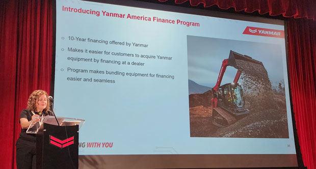 Yanmar CE North America president Anna Christine Sgro gave an overview of the Yanmar America Finance program during her presentation. (Photo: LM staff)