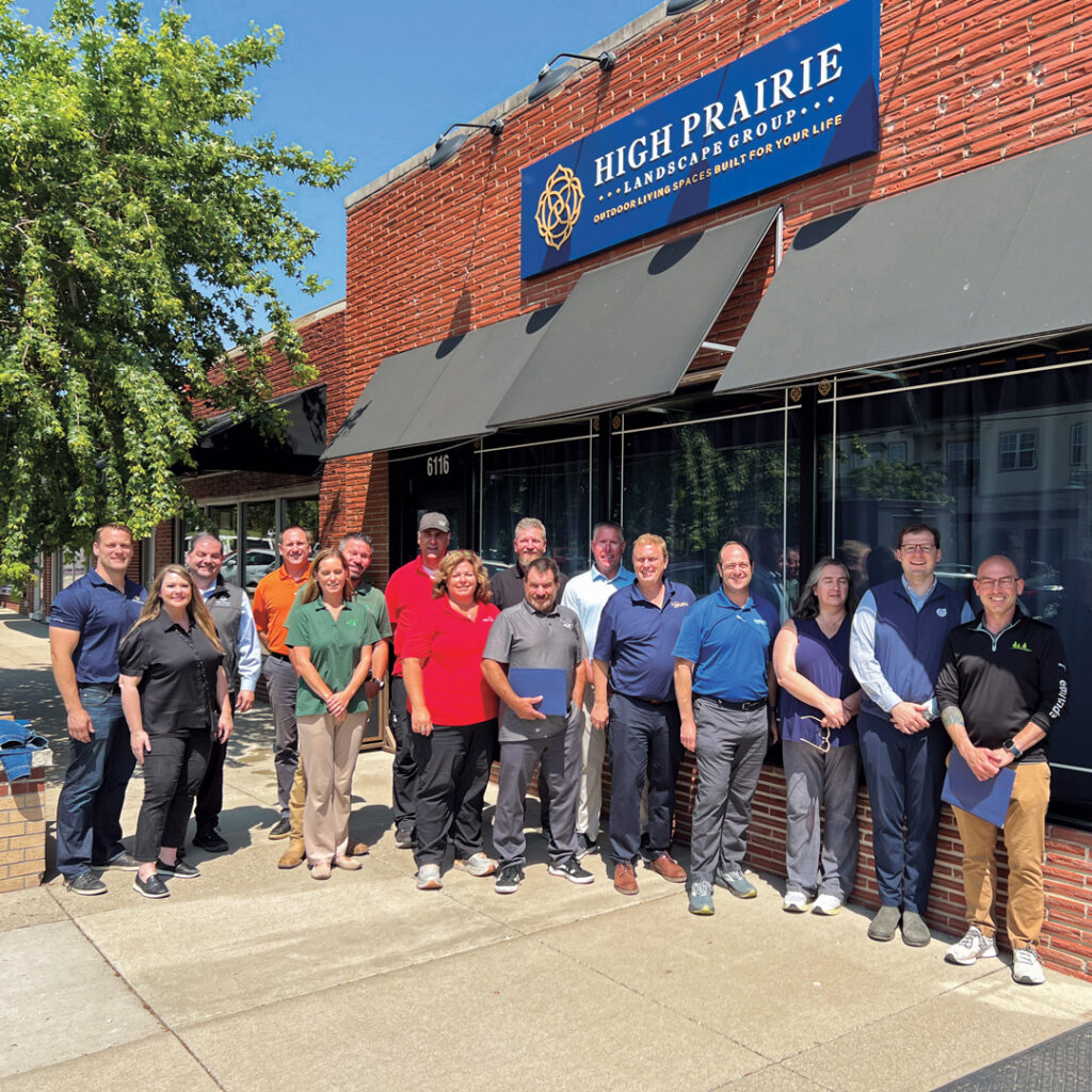 Kansas City, here we come: An ACE peer group, co-hosted by The Grow Group and McFarlin Stanford, made its way to High Prairie Outdoors, located in Mission, Kan. Owners Robyn and Bret Schmitz are on the far left with James Cali of McFarlin Stanford. (Photo: LM staff)
