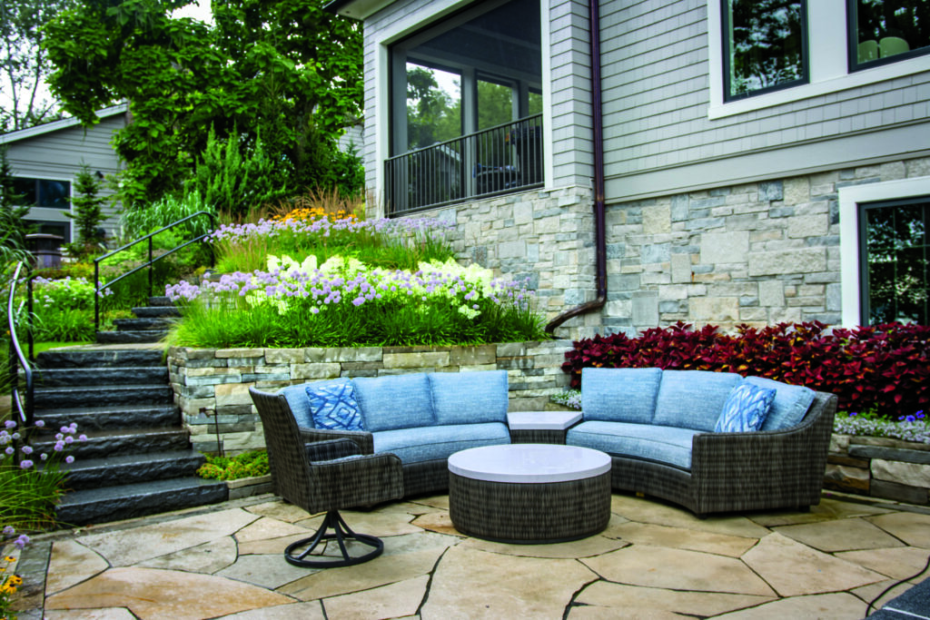 The locally sourced limestone was used in more than just the Fibonacci spiral, as it featured in all the natural stone elements, including the house, car port, patio and more. (Photo: Sirna Productions and Patrick Hughes)