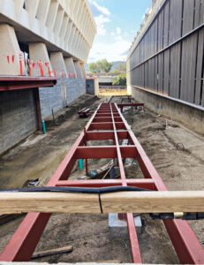 Steel supports for a floating walkway that was utilized throughout the property. (Photo: Goldenstate Landscapes)