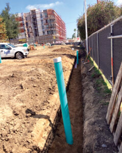 Catch basins and storm drains direct runoff to the storage tanks to be recycled as irrigation water. (Photo: Goldenstate Landscapes)