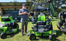 Corey Fisher, director of vehicle engineering, overviews the OptimusZ line of mowing solutions. (Photo: LM Staff)
