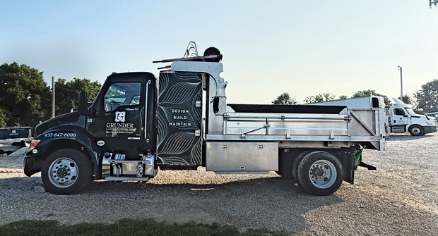 Branding on your trucks can help generate organic leads. (Photo: Grunder Landscaping Co.)