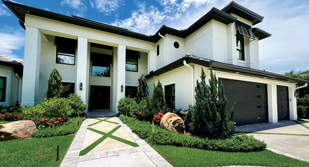 Lee says he’s a big fan of modern, geometric designs like those featured throughout the property because they take a lot of calculations to get exactly right. (Photo: Landscapes by Randy Lee)