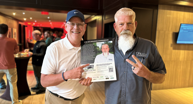 4. Star struck: We couldn’t resist getting a shot with Scott Lamon with Tynick Landscaping in Southwick, Mass., during the Jeffrey Scott Summer Growth Summit. Lamon was the star of a recent ad campaign for the LM Growth Summit. (Photo: LM staff)