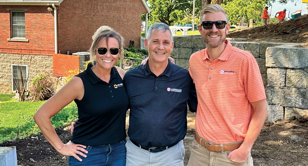 8. Omaha production: Roddy paid the team at Sun Valley Landscaping in Omaha a visit on one of their worksites. He’s joined here by Sun Valley COO Ashly Paladino (left) and Paul Fraynd, Sun Valley CEO and a member of LM’s Editorial Advisory Board. (Photo: LM staff)