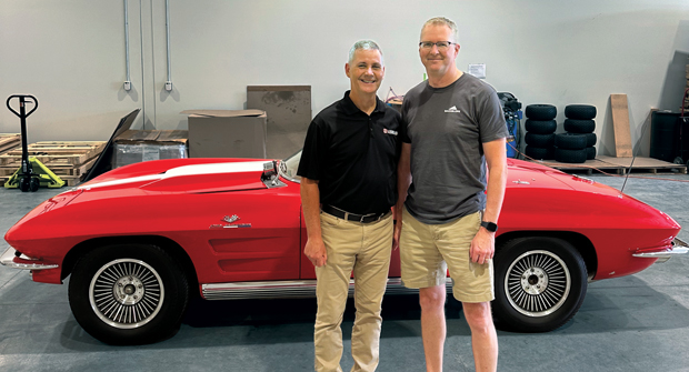9. Vintage views: During Roddy’s trip to Lincoln, Neb., to visit with Brice Crawford, the president of spreader/sprayer manufacturer Backslope Inc., the latter showed off his pride and joy, this vintage Chevrolet Corvette. (Photo: LM staff)