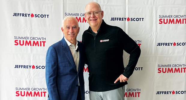 1. Double the Scotts: LM’s Editor-in-Chief Scott Hollister (right) grabbed a moment with the man of the hour, Jeffrey Scott, during the latter’s Summer Growth Summit in Cleveland, which attracted nearly 400 landscape pros. (Photo: LM staff)