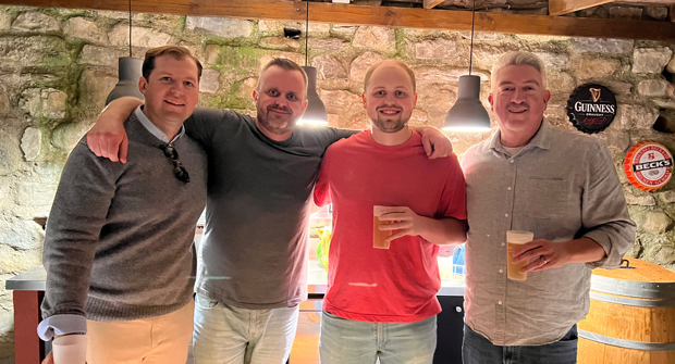 McFarlin Stanford and The Grow Group hosted ACE Domination the first week and then a new group of landscape and lawn care professionals came to Italy, this one known as ACE Calibrate. Vince Torchia of The Grow Group (left) joined Nick Jensen, Jensen Gardens, Kayden Glynn and Jones for week two. (Photo: LM staff)
